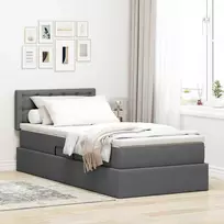 LED saugojimo lova su čiužiniu Tamsiai pilka 90 x 190 cm