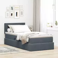 LED saugojimo lova su čiužiniu Tamsiai pilka 90 x 190 cm