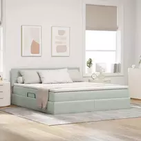 LED saugojimo lova su čiužiniu Šviesiai pilka 180 x 200 cm