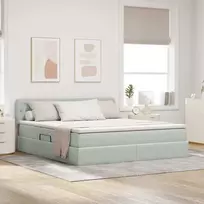 LED saugojimo lova su čiužiniu Šviesiai pilka 180 x 200 cm