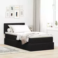 LED saugojimo lova su čiužiniu Juoda 90 x 190 cm Aksomas