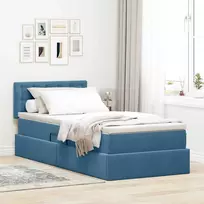 LED saugojimo lova su čiužiniu Tamsiai mėlyna 100 x 200 cm