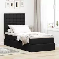 LED saugojimo lova su čiužiniu Juoda 100 x 200 cm Audinys