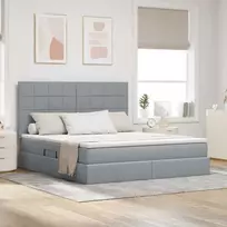 LED saugojimo lova su čiužiniu Šviesiai pilka 180 x 200 cm