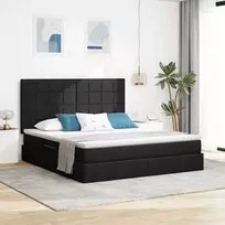 LED saugojimo lova su čiužiniu Juoda 180 x 200 cm Audinys