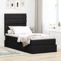 LED saugojimo lova su čiužiniu Juoda 90 x 190 cm Audinys