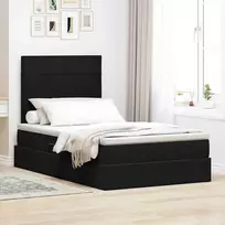 LED saugojimo lova su čiužiniu Juoda 120 x 200 cm Aksomas