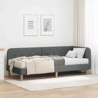 Lova Kampinė lovos konstrukcija Tamsiai pilka 80 x 200 cm audinys