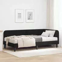 Lova Kampinė lovos konstrukcija Juodas 90 x 200 cm Aksomas