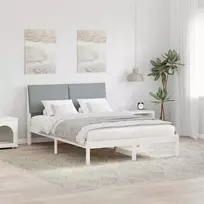 Lovos rėmas Balta ir šviesiai pilka 160 x 200 cm Pušies masyvas