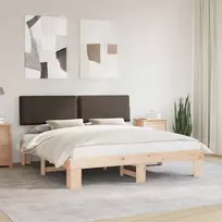 Lovo rėmas su apmuštu galvūgaliu Taupe 180 x 200 cm