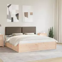 Lovo rėmas su apmuštu galvūgaliu Taupe 180 x 200 cm