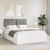 Lovo rėmas su apmuštu galvūgaliu Šviesiai pilka 160 x 200 cm