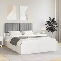 Lovo rėmas su apmuštu galvūgaliu Šviesiai pilka 140 x 200 cm