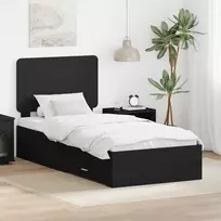 Lova Lovos rėmas su stalčių Juoda 75 x 190 cm Apdirbta mediena