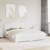 Lovos rėmas su stalčių Balta 180 x 200 cm Apdirbta mediena