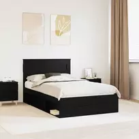 Lova Lovos rėmas Paprastas Juoda 135 x 190 cm Kietos pušies mediena