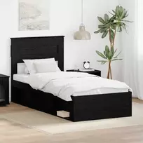 Lova Lovos rėmas Paprastas Juoda 100 x 200 cm Kietos pušies mediena