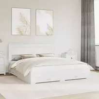 Lovos rėmas su stalčių Balta 180 x 200 cm Apdirbta mediena