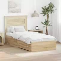 Lova Lovos rėmas su stalčių Sonamos ąžuolo ir sidabro 75 x 190 cm