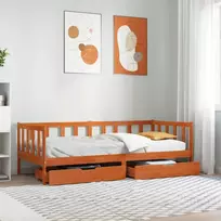 Dienos lova su galvūgalio 3 pcs Vaško ruda Kietas pušies medis