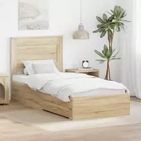 Lova Lovos rėmas su stalčių Sonamos ąžuolo ir sidabro 75 x 190 cm