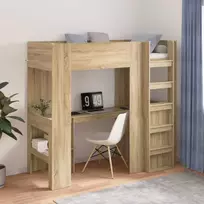 Lova Dviaukštės lovos rėmas su stalu Sonoma ąžuolas 75 x 190 cm