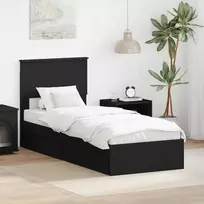 Saugos lova su stalčių Juoda 75 x 190 cm Apdirbta mediena