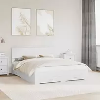 Lovos rėmas su stalčių Balta 160 x 200 cm Apdirbta mediena