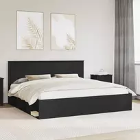 Lovos rėmas Juoda 200 x 200 cm Kietos pušies mediena