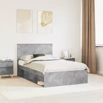Lova Lovos rėmas Betoninė 120 x 200 cm Kietos pušies mediena