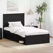 Lova Lovos rėmas Juoda 100 x 200 cm Kietos pušies mediena