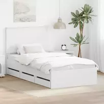 Lova Lovos rėmas su stalčių Balta 100 x 200 cm Inžinerinė mediena