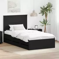 Lova Lovos rėmas su stalčių Juoda 100 x 200 cm Inžinerinė mediena