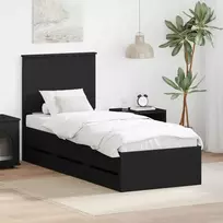 Lova Lovos rėmas su stalčių Juoda 90 x 190 cm Inžinerinė mediena