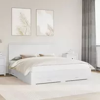Lovos rėmas su stalčių Balta 180 x 200 cm Apdirbta mediena