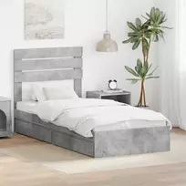 Saugos lova Betono pilka 90 x 190 cm Apdirbta mediena