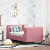 Lova Vaikiška Lovo Rėmas su Galvūgaliu Rožinė 70 x 140 cm Aksomas