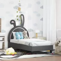 Lova Vaikiška Lovo Rėmas su Galvūgaliu Šviesiai pilka 70 x 140 cm PU