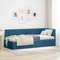 Lova Kampinė lovos konstrukcija Mėlyna 80 cm x 200 cm Aksomas