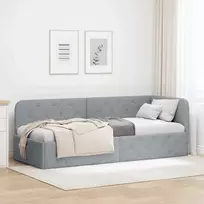 Lova Kampinė lovos konstrukcija Šviesiai pilka 80 x 200 cm audinys