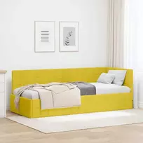 Lova Kampinė lovos konstrukcija Geltona 80 cm x 200 cm Aksomas
