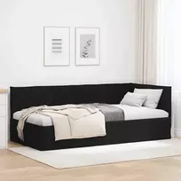 Lova Kampinė lovos konstrukcija Juodas 80 x 200 cm audinys
