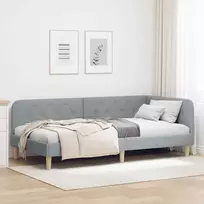 Lova Kampinė lovos konstrukcija Šviesiai pilka 90 x 200 cm audinys