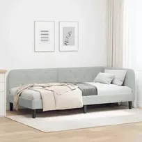 Lova Kampinė lovos konstrukcija Šviesiai pilka 90 x 200 cm Aksomas