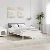 Lova Lovos rėmas Balta ir šviesiai pilka 120 x 190 cm Pušies masyvas