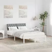 Lova Lovos rėmas Balta ir šviesiai pilka 120 x 190 cm Pušies masyvas