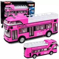 Lean Toys Dviaukštis miesto autobusas rožinis