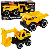 Lean Toys Statybinių mašinų rinkinys geltonas ir juodas 2 vnt.