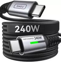 INIU USB-C į USB-C laidas 240 W, 2 m, greitasis įkrovimas, PD standartas, juodas